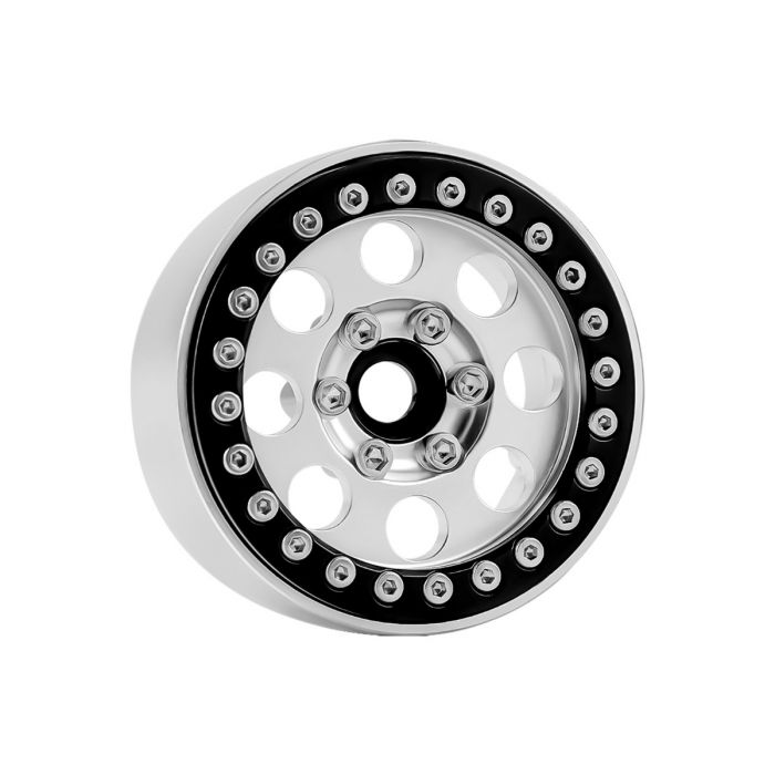 B2 Aluminum 1.9 Beadlock Wheels 9mm Hubs, Silver, for