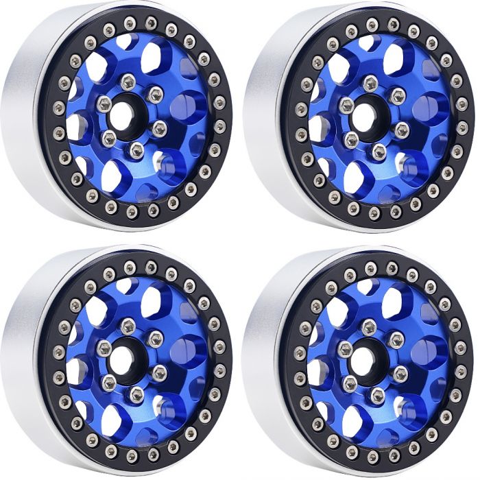 B3 Aluminum 1.9 Beadlock Wheels 9mm Hubs, Blue, for