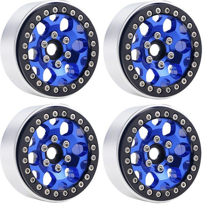 B3 Aluminum 1.9 Beadlock Wheels 9mm Hubs, Blue, for