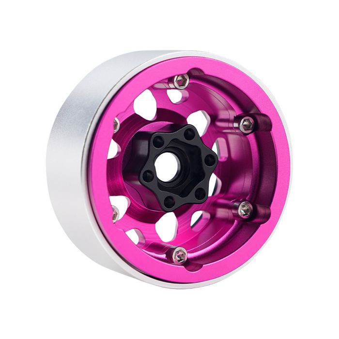 B3 Aluminum 1.9 Beadlock Wheels 9mm Hubs, Pink, for