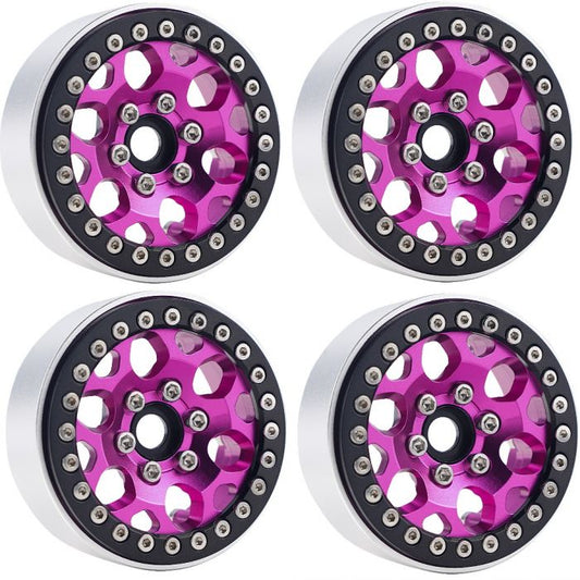 B3 Aluminum 1.9 Beadlock Wheels 9mm Hubs, Pink, for