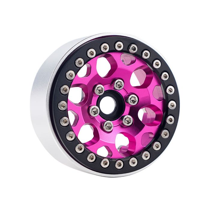 B3 Aluminum 1.9 Beadlock Wheels 9mm Hubs, Pink, for