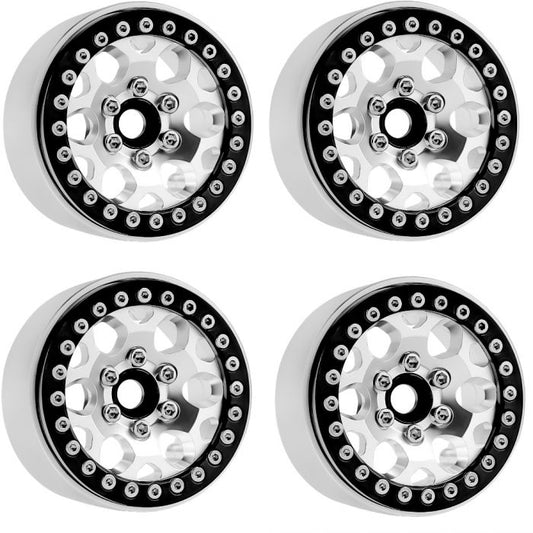 B3 Aluminum 1.9 Beadlock Wheels 9mm Hubs, Silver, for