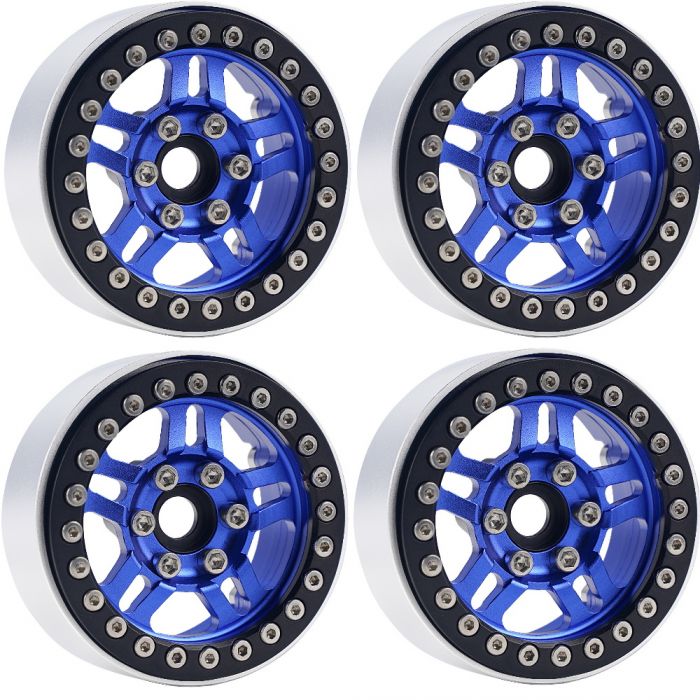 B4 Aluminum 1.9 Beadlock Wheels 9mm Hubs, Blue, for