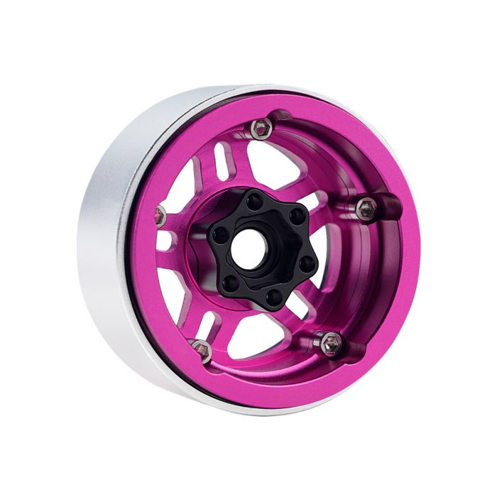 B4 Aluminum 1.9 Beadlock Wheels 9mm Hubs, Pink, for