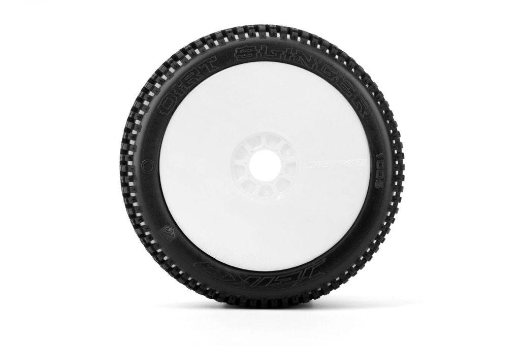 Dirt Slinger 1/8 Buggy Mounted Tires White Wheels (2)