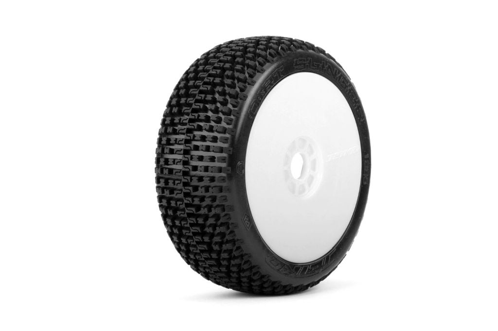 Dirt Slinger 1/8 Buggy Mounted Tires White Wheels (2)