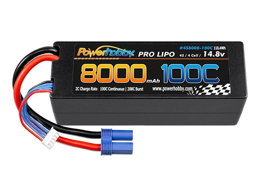 Powerhobby 4s 14.8V 8000MAH 100C Lipo Battery w EC5 Plug