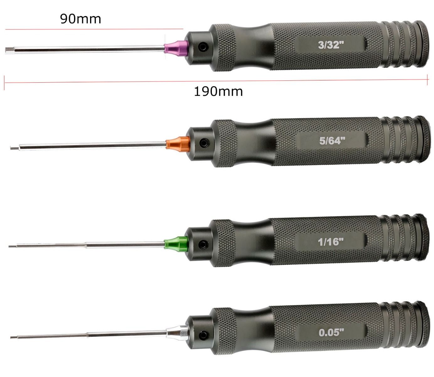 Pro Series Magnetized Hex Tool Set Standard 0.05", 1/16",