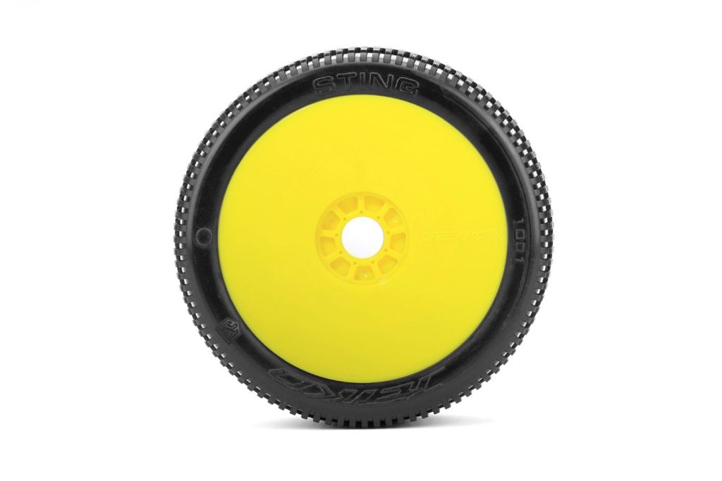 Sting 1/8 Buggy Mounted Tires Yellow Wheels (2) Medium Soft