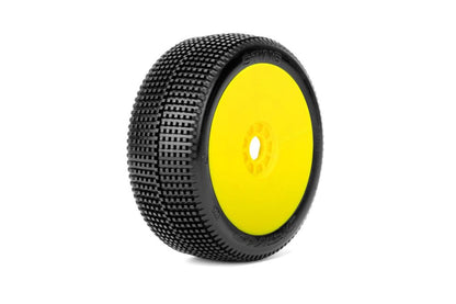 Sting 1/8 Buggy Mounted Tires Yellow Wheels (2) Medium Soft