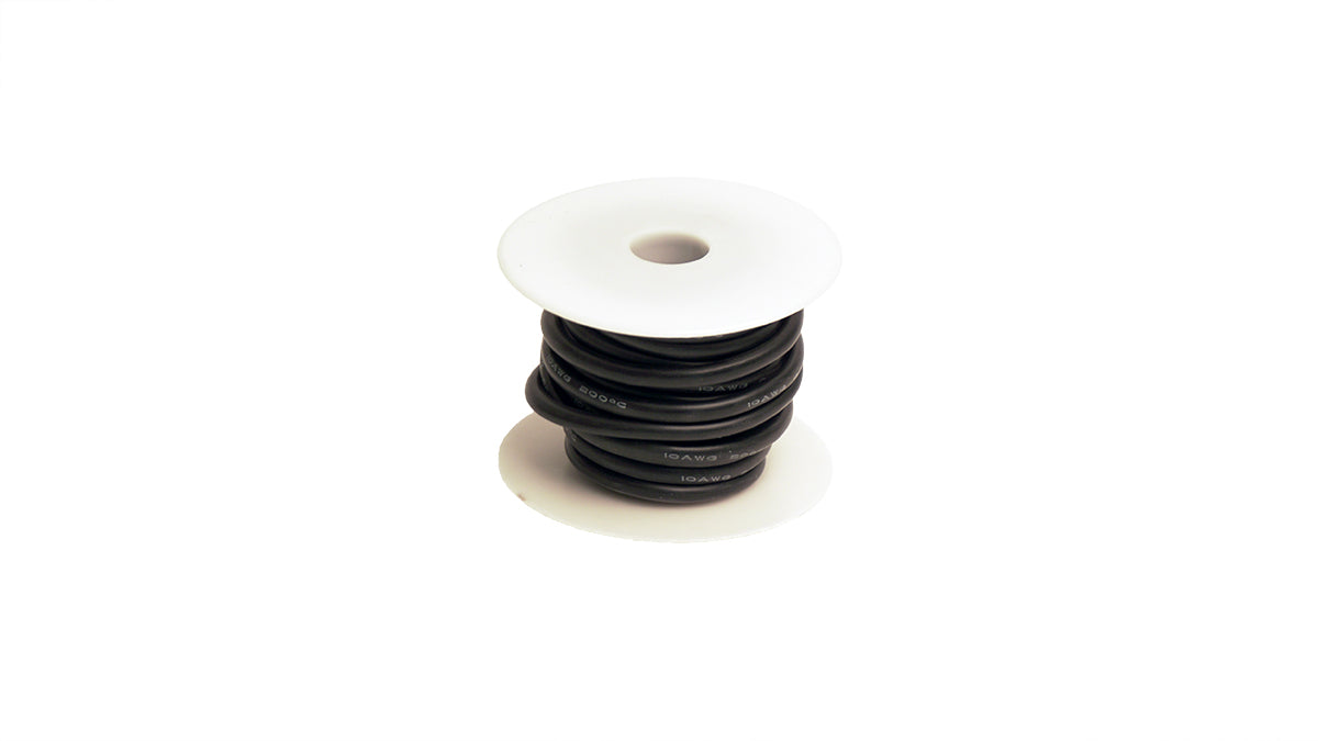 10 Gauge Silicone Ultra-Flex Wire; 25' Spool (Black)