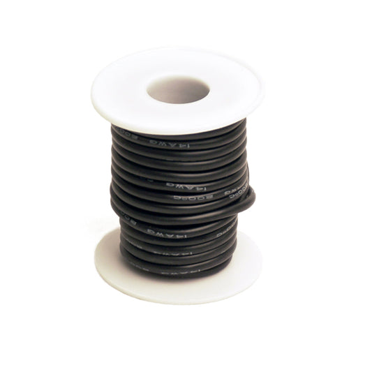 14 Gauge Silicone Ultra-Flex Wire; 25' Spool (Black)