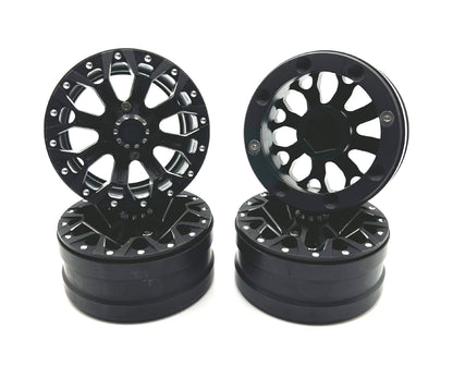 1.9" Aluminum Beadlock Rims (4pcs) Y Pattern, Black