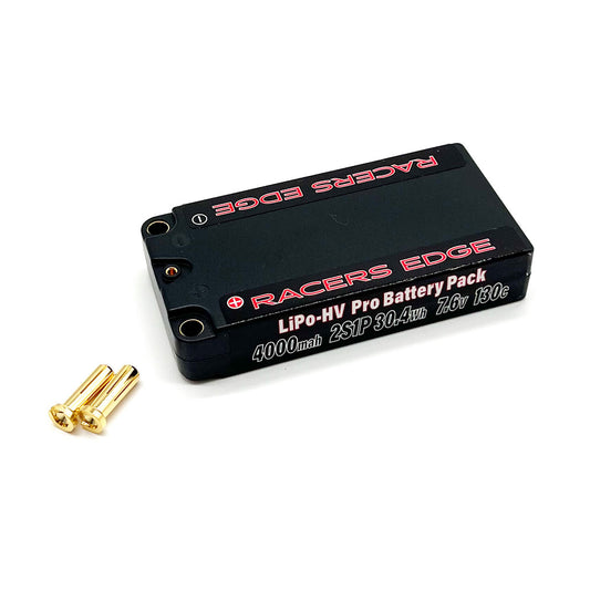 4000mAh 2S 7.6V 130C LCG Short Hard Case Lipo w/5mm Bullet