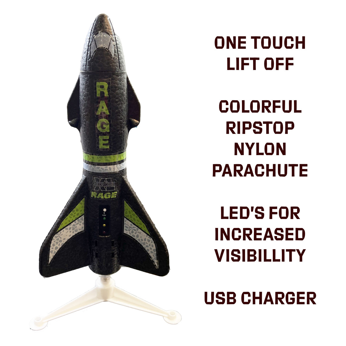 Spinner Missile XL Electric Free-Flight Rocket, Black