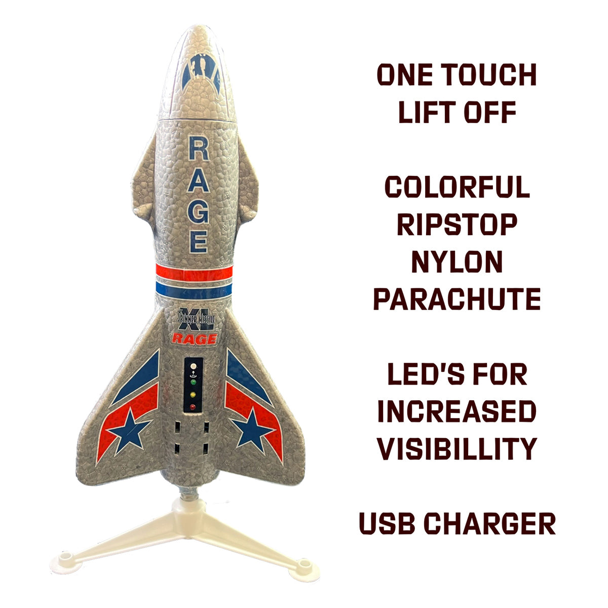 Spinner Missile XL Electric Free-Flight Rocket, Gray