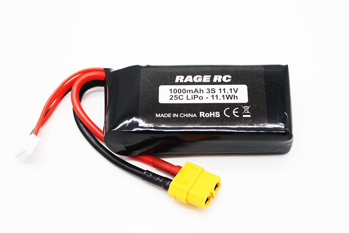 11.1V 3S 1000mAh LiPo Battery w/ XT60; LightWave 400BL