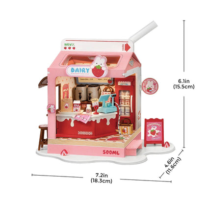 Rolife Food Box Shop, Strawberry Milk Box