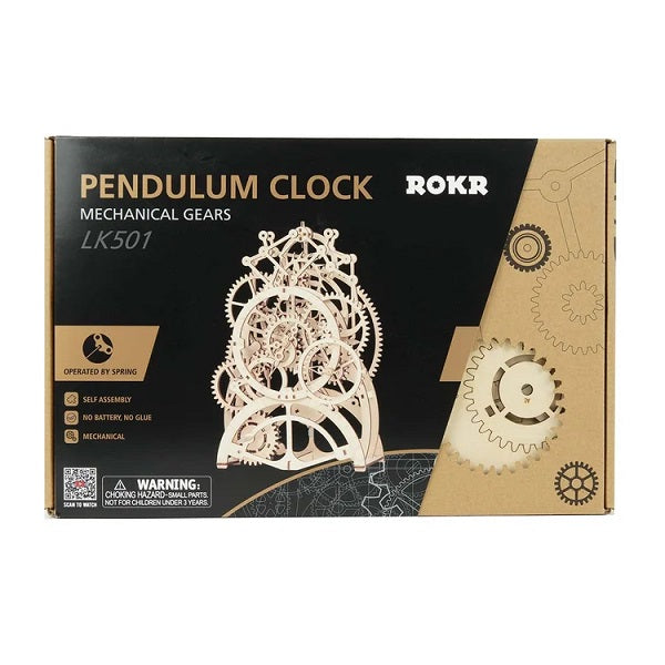 Mechanical Wood Models; Pendulum Clock - with wind-up