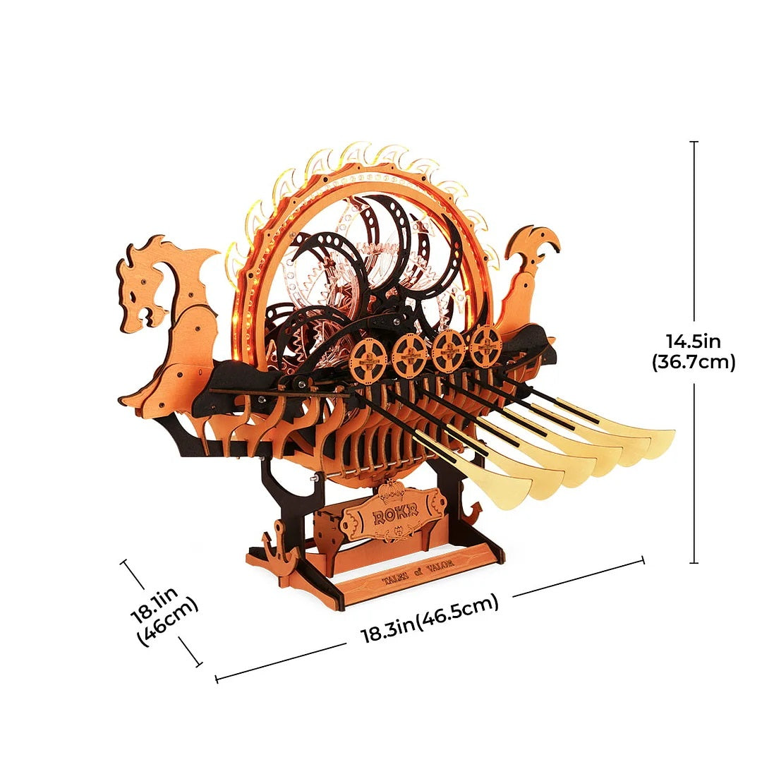 Viking Dragon Ship, Mechanical 3D Wooden Puzzle