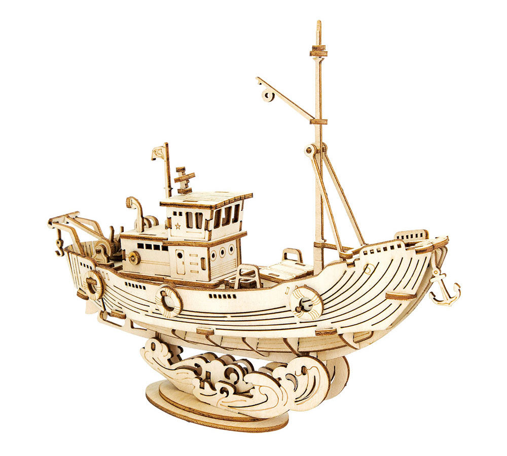 Classic 3D Wood Puzzles; Fishing Ship