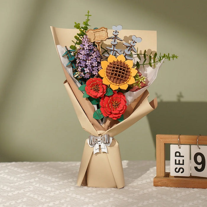 Wooden Flower Bouquet 3D Wooden Puzzle