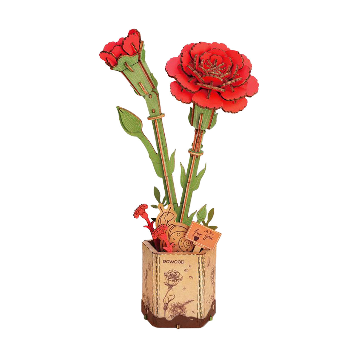 Red Carnation - Wood Bloom Craft