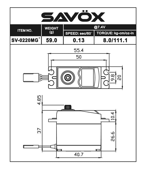 High Voltage Standard Digital Servo 0.13sec / 111.1oz @ 7.4V