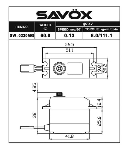 Waterproof Standard Digital Servo 0.13sec/111.1oz @ 7.4V