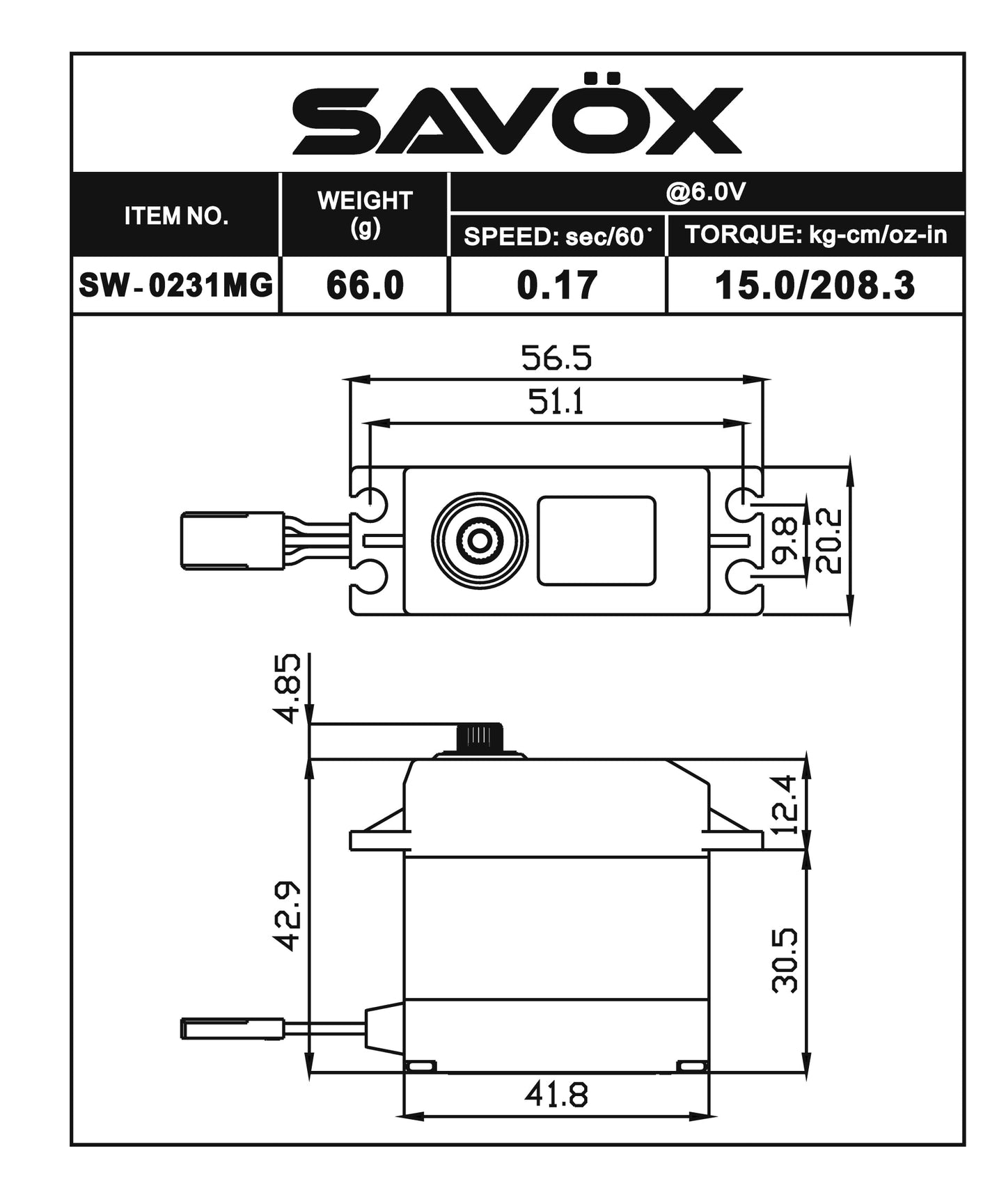 Waterproof Standard Digital Servo 0.15sec / 347oz @ 7.4V