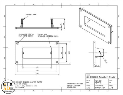 Standard Horizon Gx1400 - Marine Radio Flush Mounting Plate.