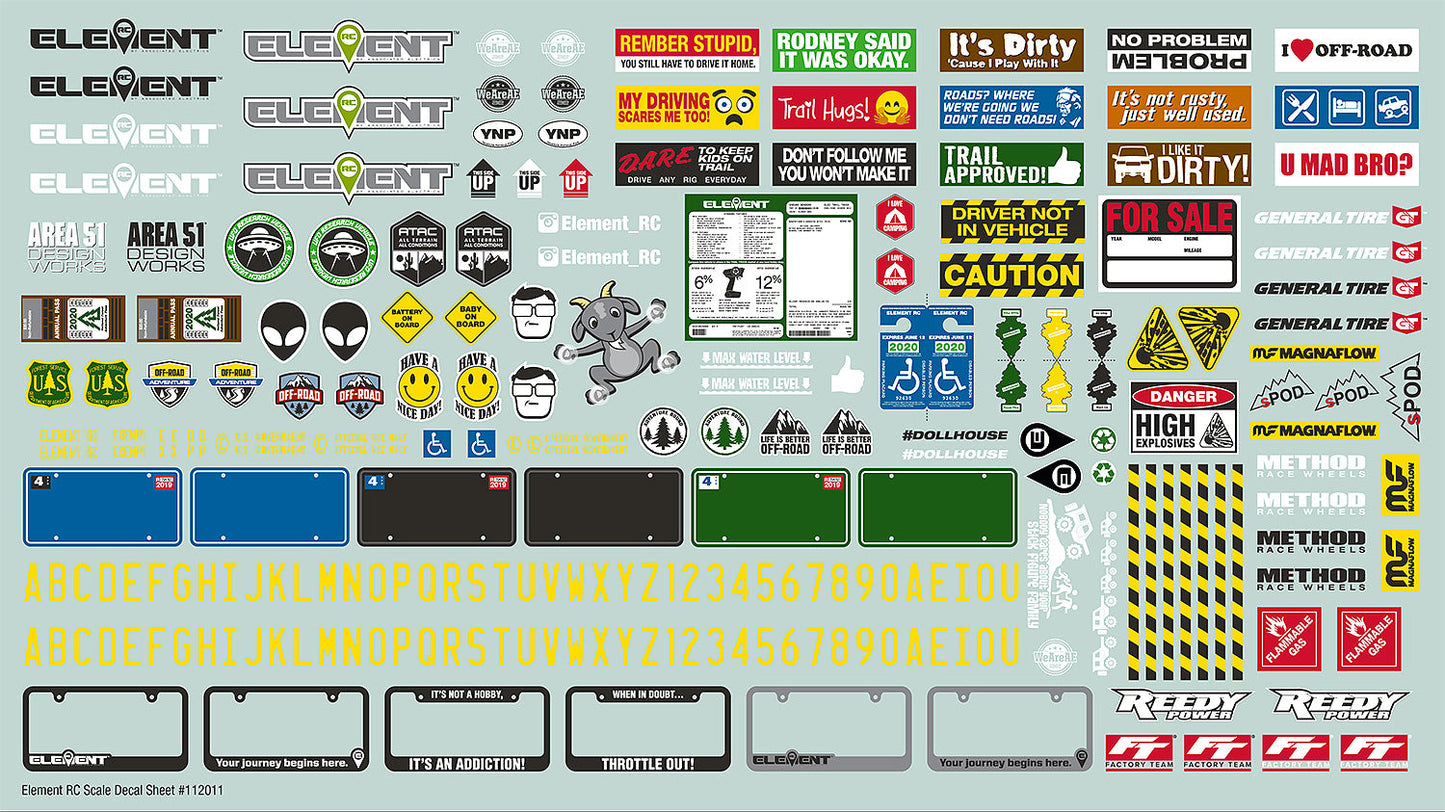 Decal Sheet, for Enduro Trucks