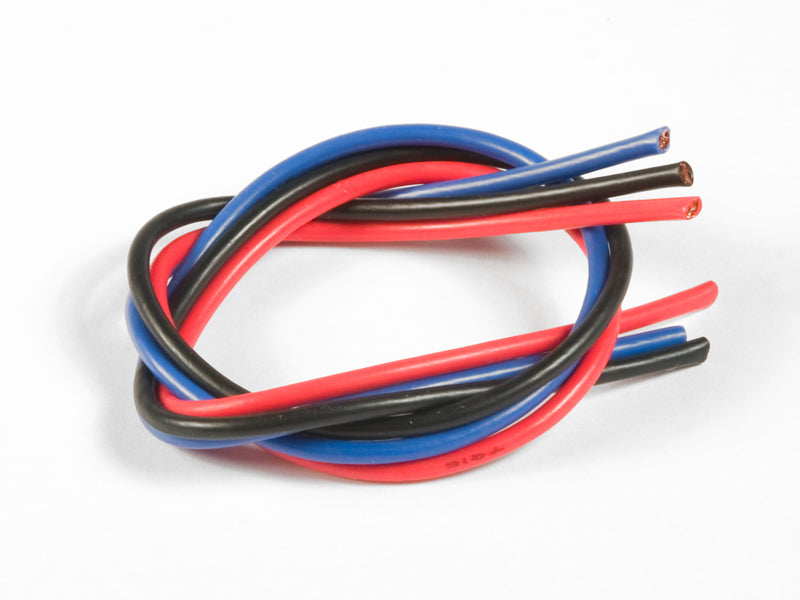 16 Gauge Super Flexible Wire- 1' ea. Black, Red, Blue