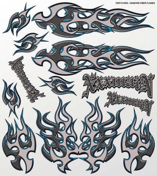 Diamond Fiber Flames Large Decal